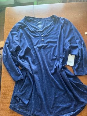 croft & barrow Navy Ribbed Henley Tunic